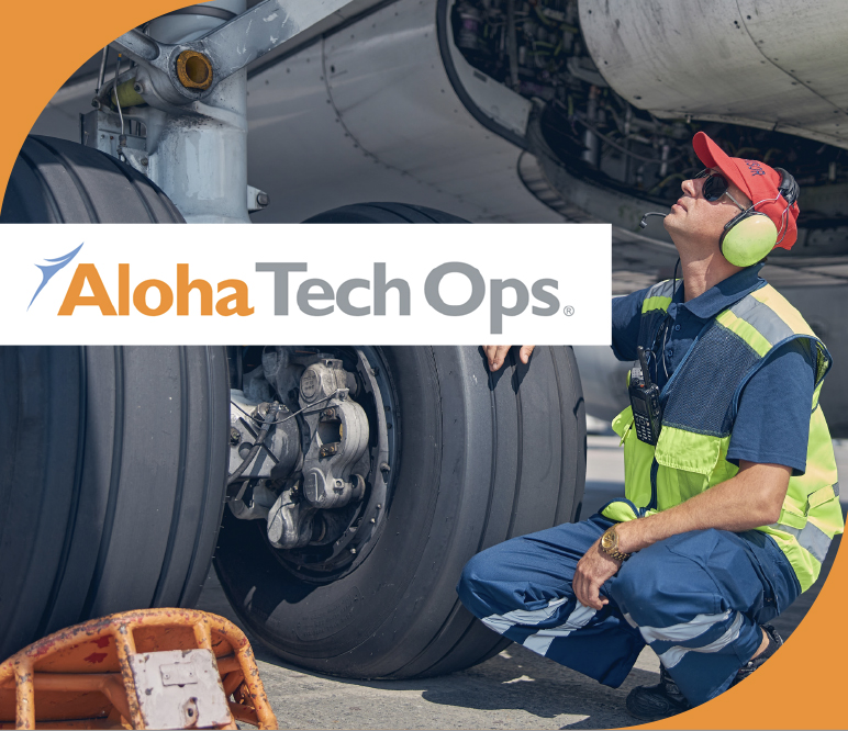 Photo of a maintenance employee looking at the plane. 